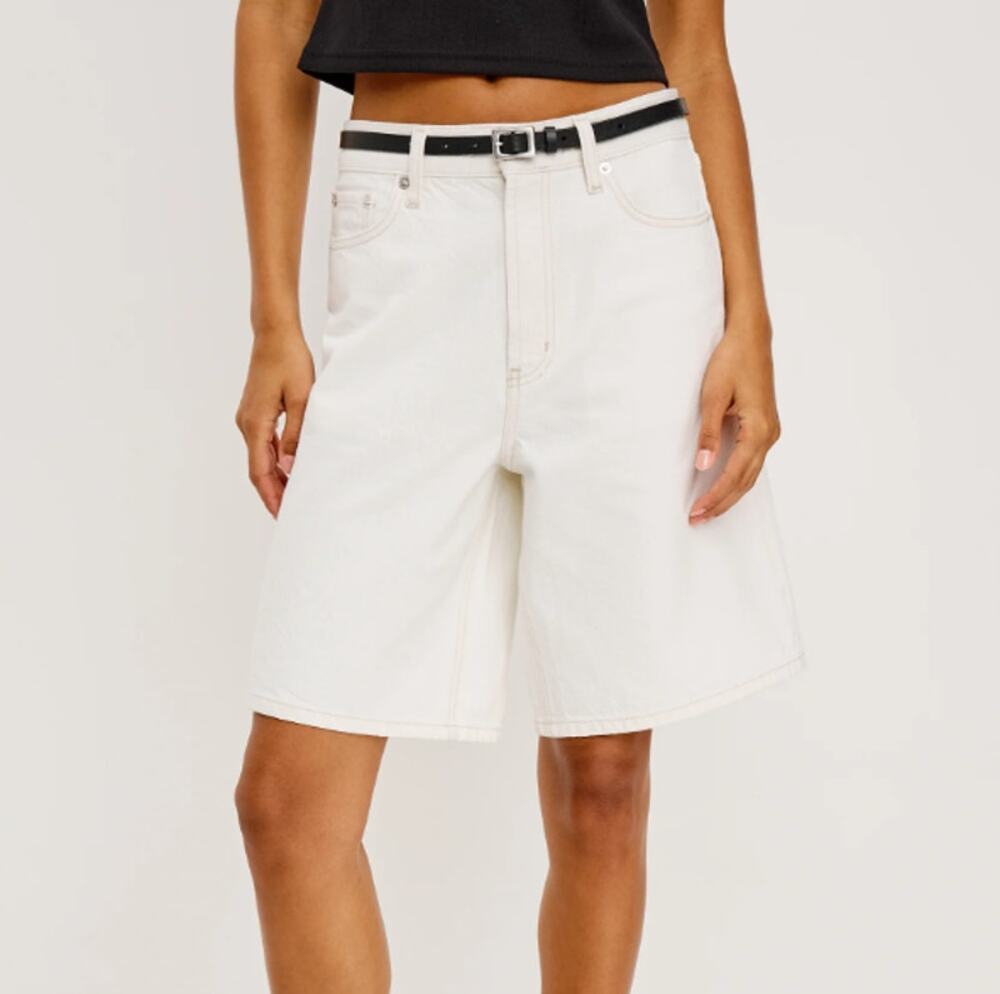 Rails Agoura Relaxed Long Short Womens 32 Ecru Denim High-rise Wide Leg